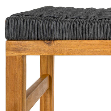 Armand 30" Modern Coastal Backless Acacia Wood Outdoor Bar Stool with Woven Rope Seat